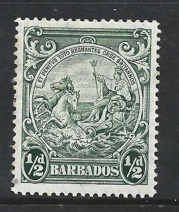 Barbados , GVIR, 1942,  1/2d , p 14, MH*