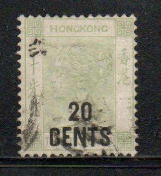 Hong Kong, 1891, 20 CENTS, opt on 30 cents green, used
