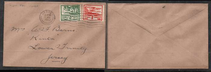 Jersey, German Occupation WWII, 1/d, 1d, First Day JERSEY 1 JUN 1943cds + wavy lines