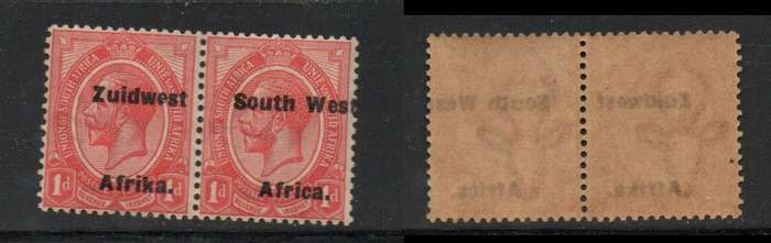 South West Africa 1924 1d of S.Africa pair opt South West Africa, setting vi, opt to right MH*