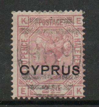 Cyprus, VRI, 1880, CYPRUS opt on 2 1/2d rosy-mauve plate 15, used barred oval