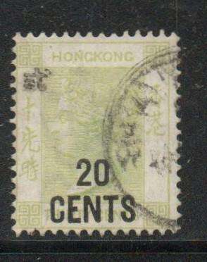Hong Kong, 1891, VRI,  20 cents,  c.d.s. used , (SHAN)GHAI,  China