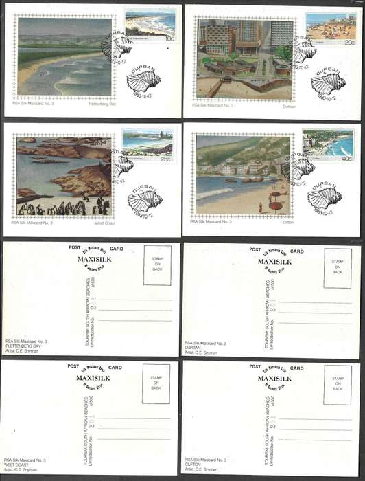 South Africa, 1983, beaches, Silk Maximum Cards, No 201 / 500, cancel DURBAN 1983 - 10 - 12