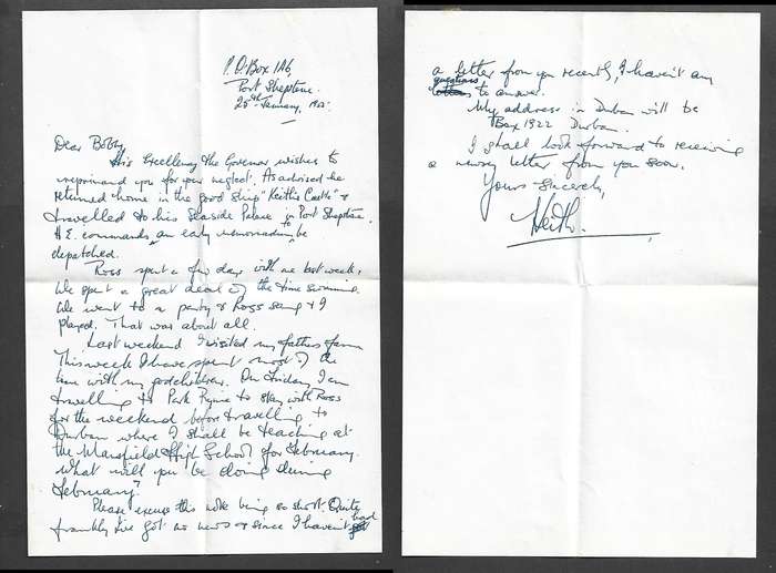South Africa, pair of 1d, PORT SHEPSTONE 27 JAN 55cds>Pietermaritzburg. Letter ref Governor General.