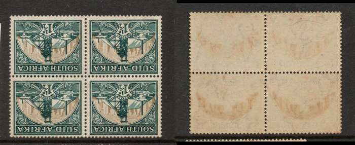 South Africa, Union,, 1936, 1 1/2d, inverted watermark, block of 4, MNH **