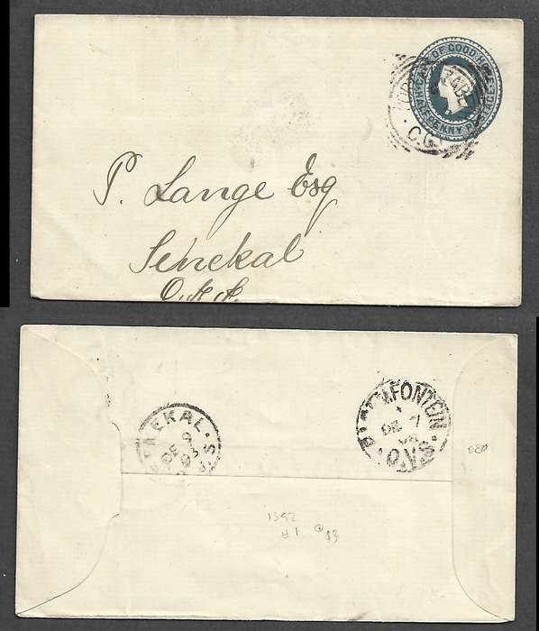 CoGH 1891 1/2d envelope, PORT ELIZABETH DE 5  93cds > SENEKAL OVS DE 9 93cds, BLOEMFONTEIN transit