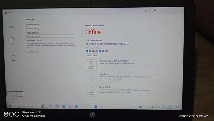 HP 250 G5, Intel i3-5005u (5th Gen) @ 2.0Ghz, 4GB RAM, 350GB HDD, 15.6