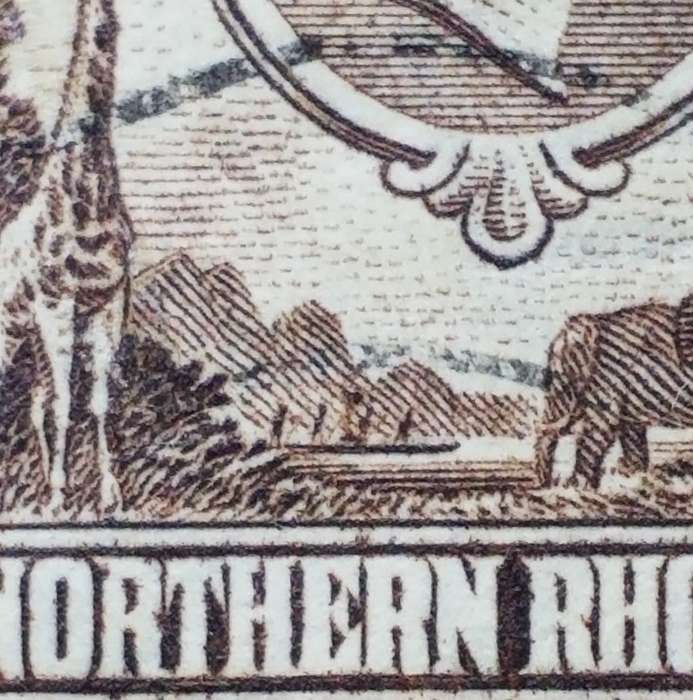 Northen Rhodesia  1938 issue 1.d. SACC # 27aa. `'"Extra Boatman'" flaw. Fine Used.