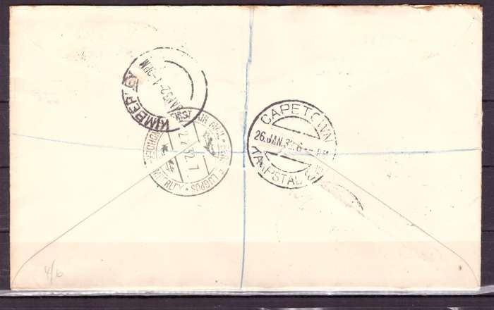 UNION  of South Africa.  Airmails from Cap Town to SWA 1932 . Beautiful Cover.