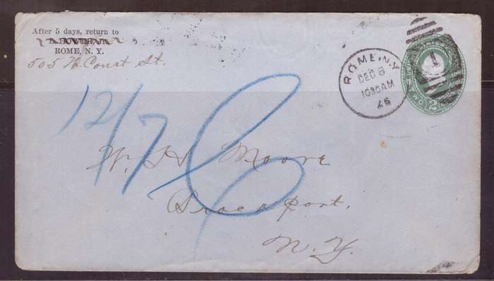 USA 1897 [97is invert] Cover from Rome NY to Port NY.