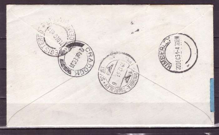 UNION  of South Africa.  Airmails from  SWA to Bloemfontein 1931 . Beautiful Cover.