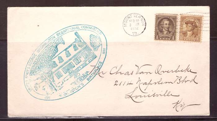 USA 1932 Cover. Mount Vernon. G. Washington .