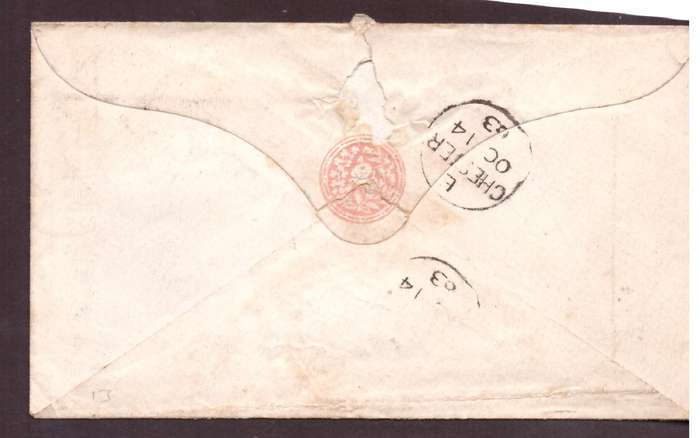 England cover 1863 from Cork to CHester