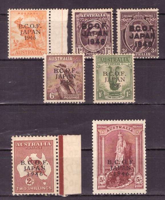 Australia . SCOTT# M1-M7  1946-47 British Commonwealth Occupation Force. MH.