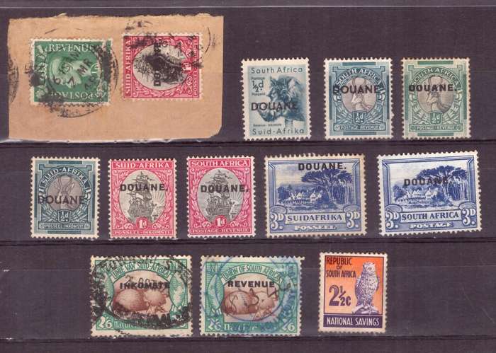 UNION of South AFRICA.  Revenue stamps. Mixt condition. DOUANE.