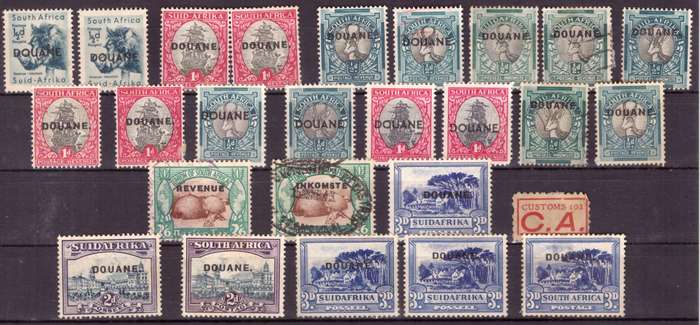 UNION of South AFRICA.  Revenue stamps. Mixt condition. DOUANE.