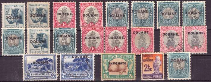 UNION of South AFRICA.  Revenue stamps Duane. Mixt condition.
