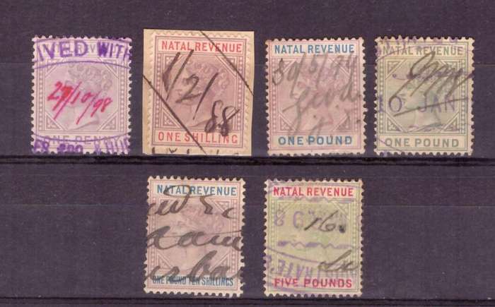 UNION of South AFRICA. NATAL Revenue stamps. Mixt condition.