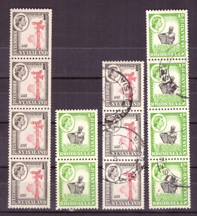 Rhodesia-Nyasaland. SACC #18a-19a coil mint and used .
