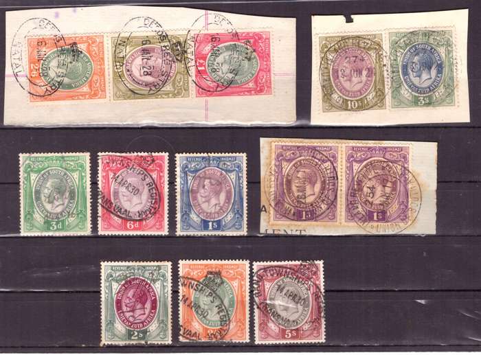 UNION of South AFRICA.  Revenue stamps. Mixt condition.