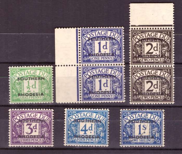 Southern Rhodesia. Postage due stamps. MH,  1/ used