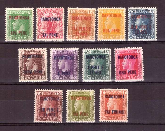 Rarotonga   1919 . SG #47-59 MH.
