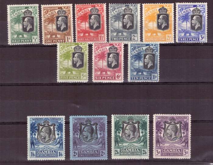 Gambia.  1922 . SG #122-133 and#135-138. MH