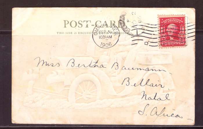 USA Post cart 1906  from  Omaha too Bellair Natal. 225 Indians heve cars.