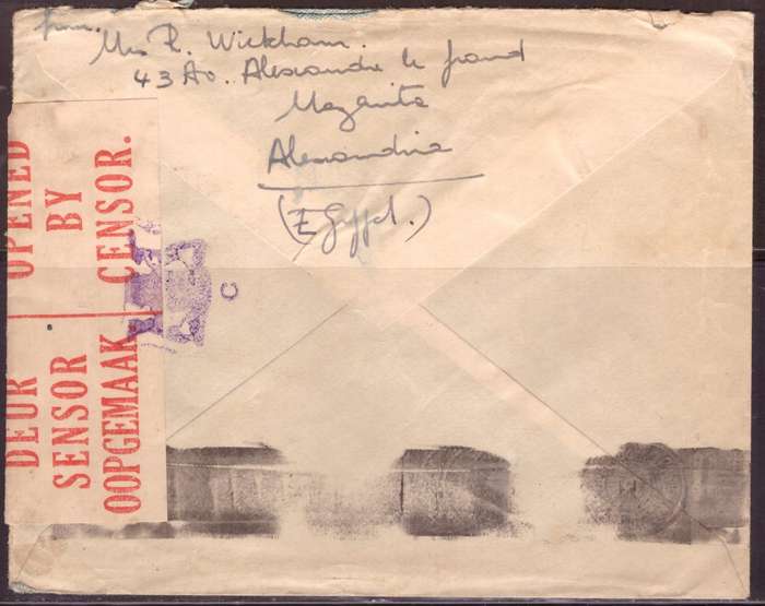 Egypt . Cover 1943 from Alexandria too Durban .Nice dabel Censor.