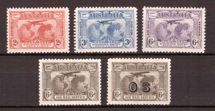 Australia . SG cat.#121-123 and#139  and #139a MH