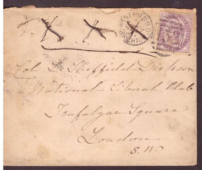 England cover 1887 from Brichton to London.