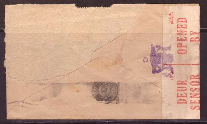 Egypt . Cover 1943 from Alexandria too Durban .Nice dabel Censor. small damege.