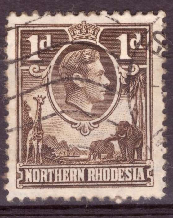 Northen Rhodesia  1938 issue 1.d. SACC # 27aa. `'"Extra Boatman'" flaw. Fine Used.