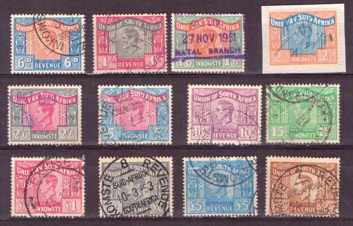 UNION of South AFRICA.  Revenue stamps. Mixt condition.