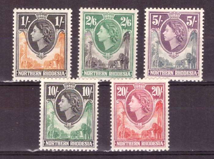 Northern Rhodesia 1953  Definitive issue QE.II. SACC#70-74
