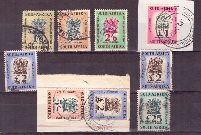 UNION of South AFRICA.  Revenue stamps. Mixt condition.