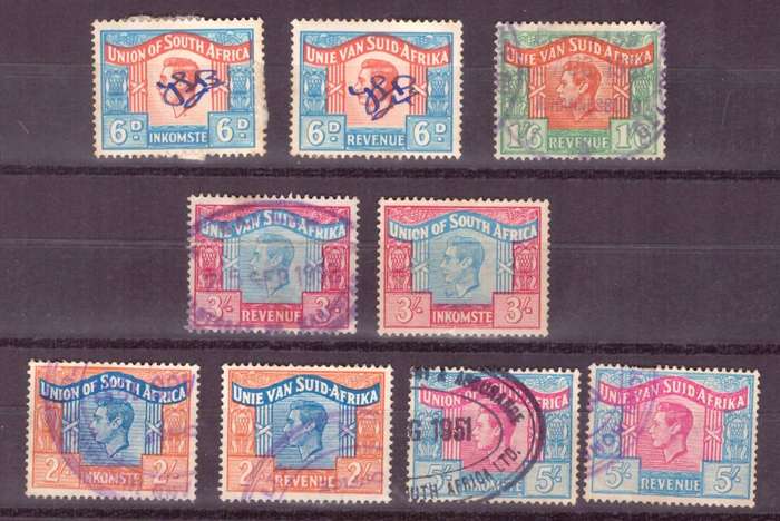UNION of South AFRICA. Language Error  Revenue stamps. Mixt condition.
