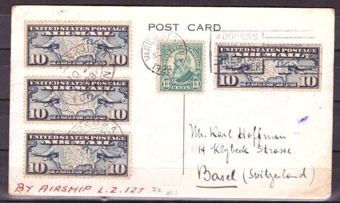 Germany  Zeppelin L.Z. 127. From US to Switzerland. 1928