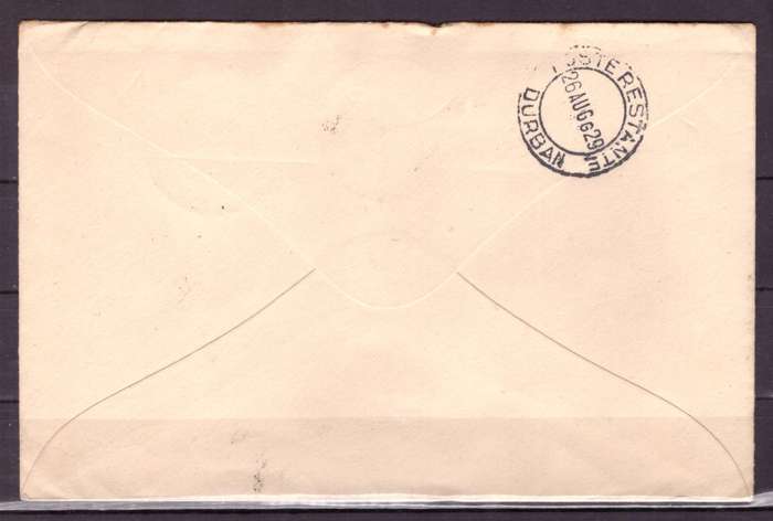 UNION  of South Africa.  Airmail from Port Elizabeth to Bloemfontein 1929. Cover.