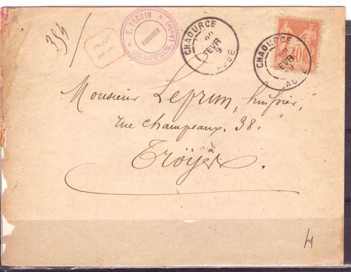 France cover send to Troyes Commune in France. cover is demage.