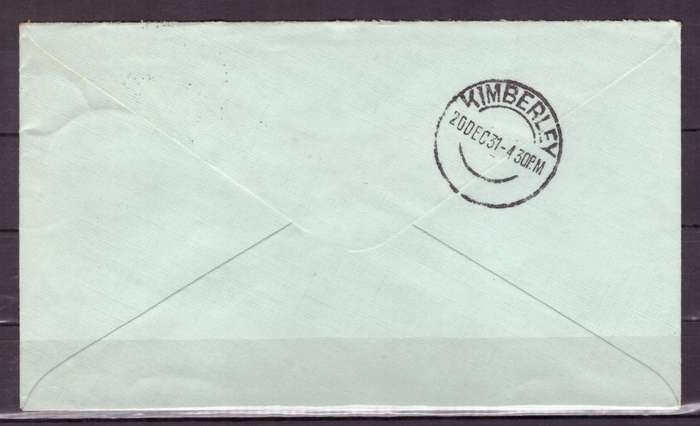 UNION  of South Africa.  Airmail from SWA to Bloemfontein 1931. Cover.