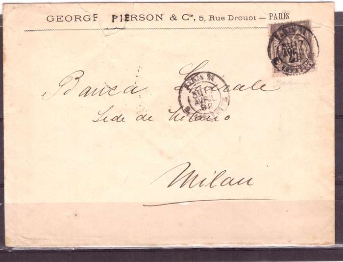 France to Italia 1892. Cover.