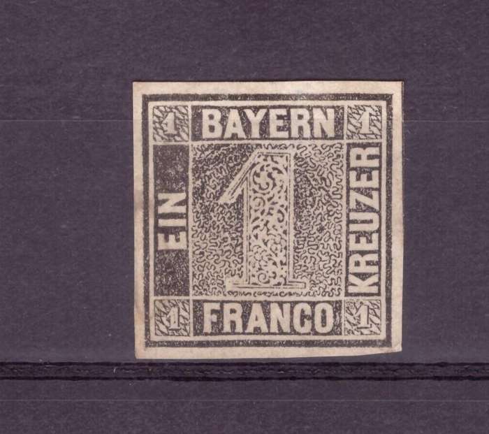 Bayern 1849  #1 issue . Mint Expert Marking.