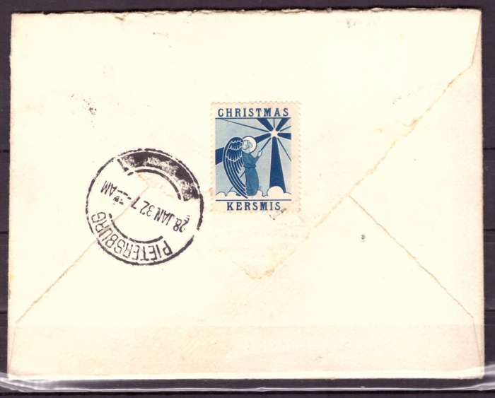 UNION  of South Africa.  Airmail from Pietersburg to London 1932. Cover.