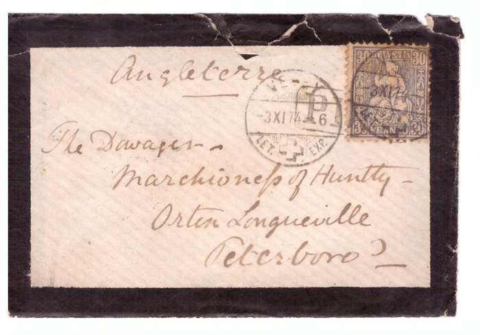 Switzerland cover 3- 11- 1874 from Vevey to England