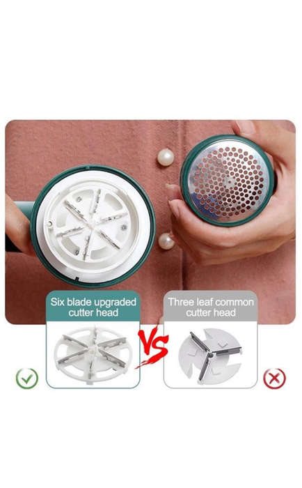 Rechargeable Lint Remover for Clothing Sweater Fabric Shaver - 6 Blades