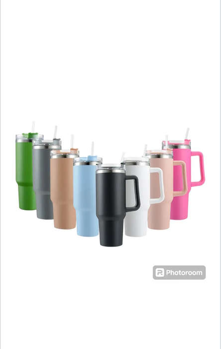 Double Wall Travel Mug Stainless Steel Vacuum Flask with Straw Hot/Cold