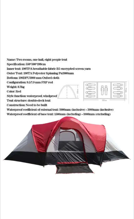 6-Person Outdoor Double-Layer Camp Tent
