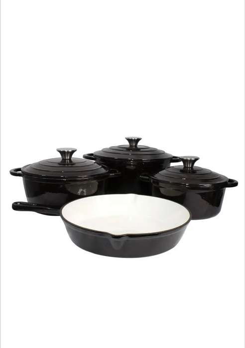 7 Piece Cast Iron Pot Set - Blue