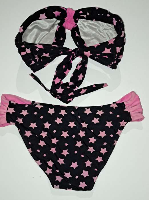 Girls women ladies female Cute Bikini set swimwear black with pink stars size is small